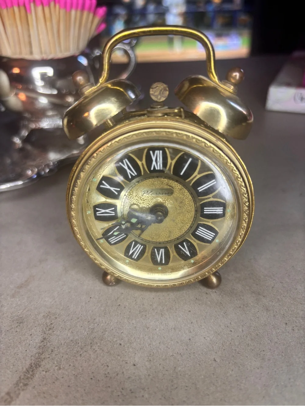 Antique-Style Gold Twin Bell Table Clock
